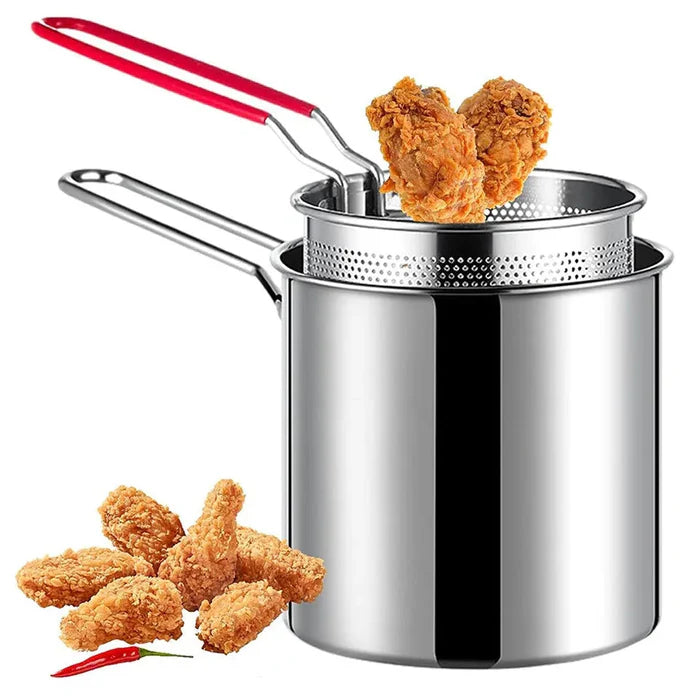 Stainless Steel Deep Fryer Pot with Strainer – 1200ML