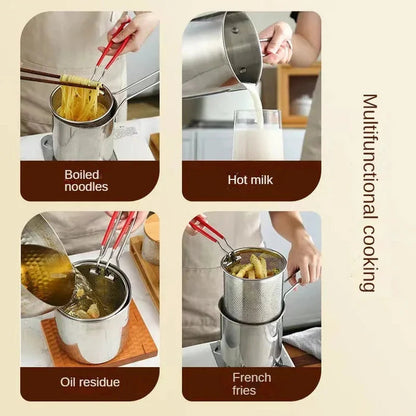 Stainless Steel Deep Fryer Pot with Strainer – 1200ML