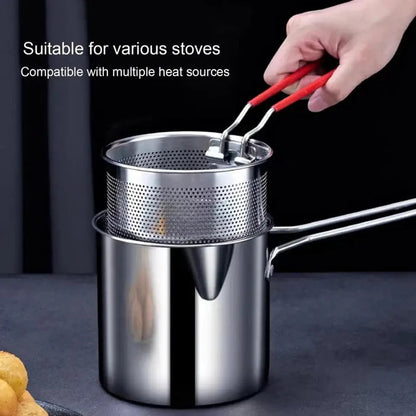 Stainless Steel Deep Fryer Pot with Strainer – 1200ML