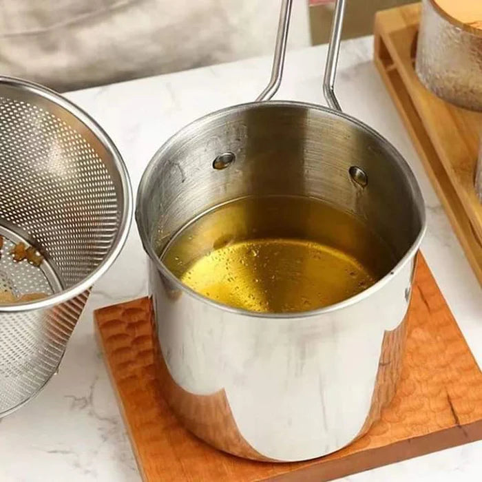 Stainless Steel Deep Fryer Pot with Strainer – 1200ML