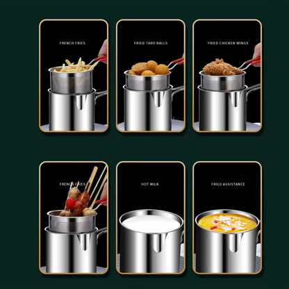 Stainless Steel Deep Fryer Pot with Strainer – 1200ML