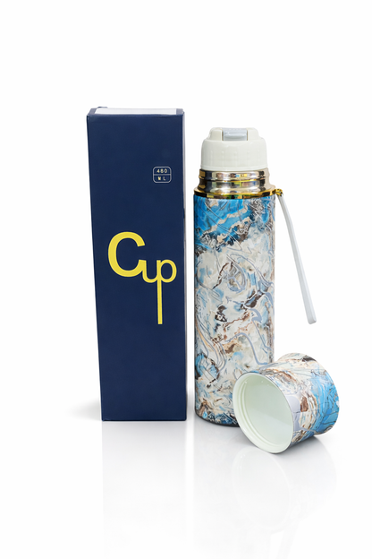 Stylish Printed Stainless Steel Water Bottle 650ML with Box