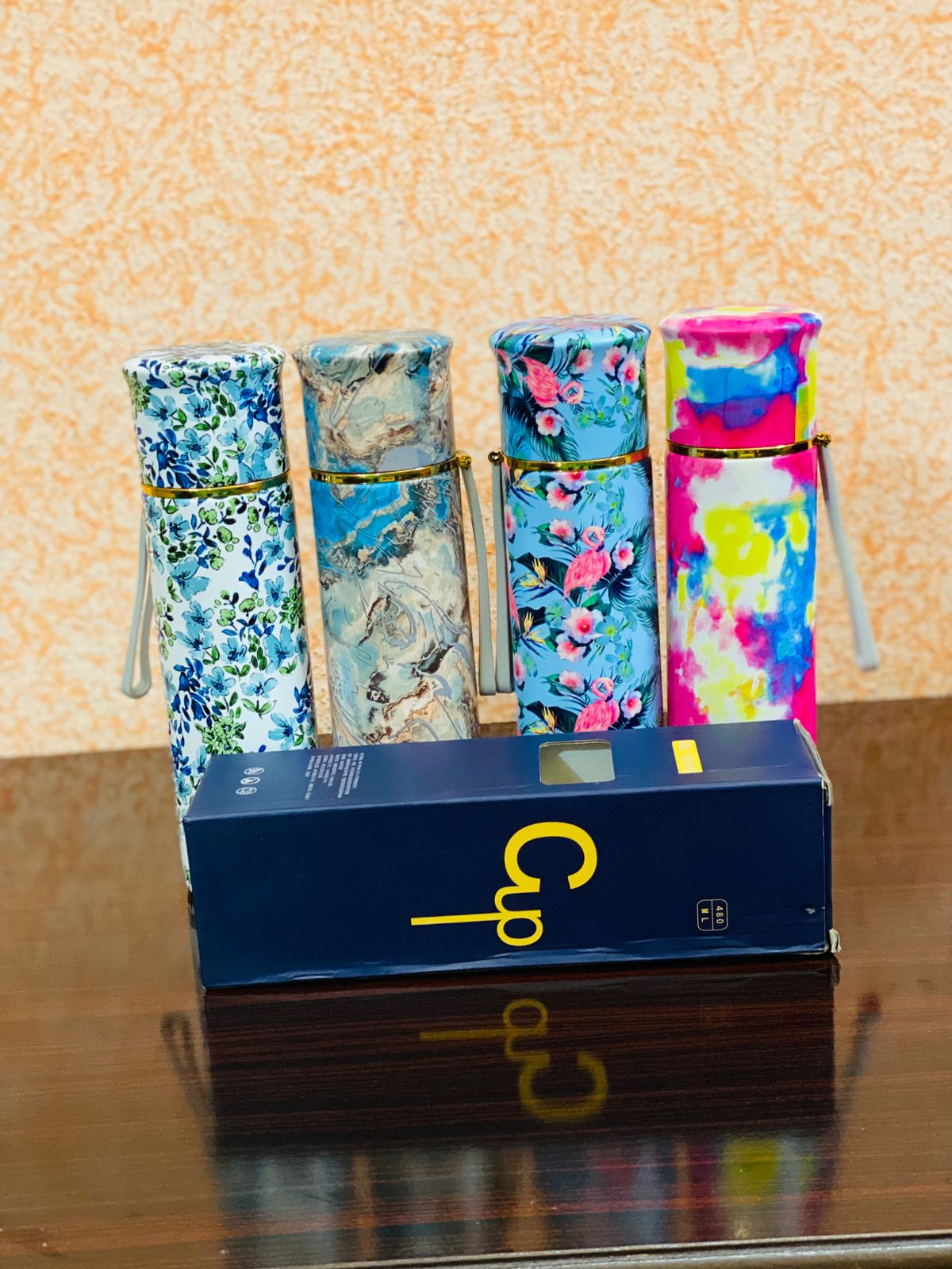 Stylish Printed Stainless Steel Water Bottle 650ML with Box