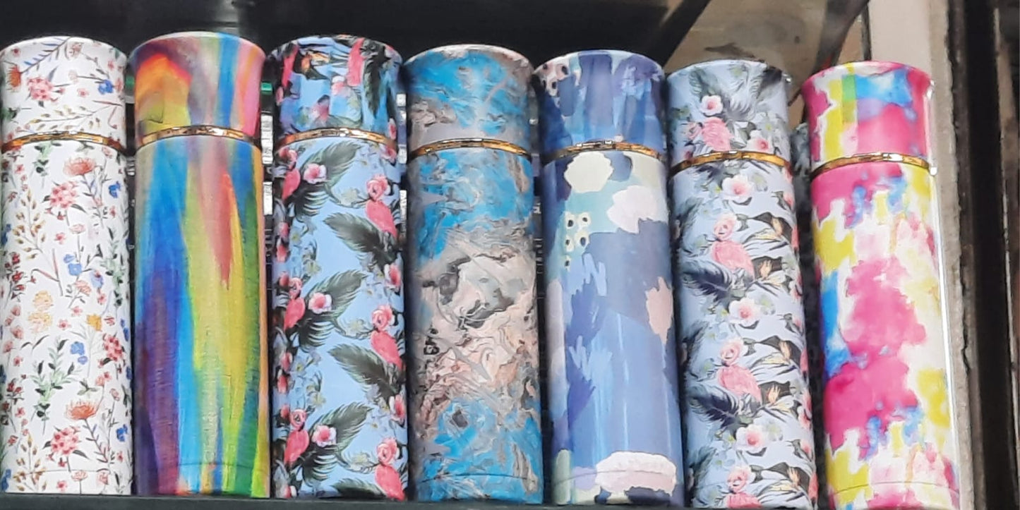 Stylish Printed Stainless Steel Water Bottle 650ML with Box