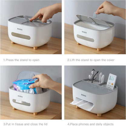 Ecoco Tissue Box Organizer with Storage Drawer & Remote Holder