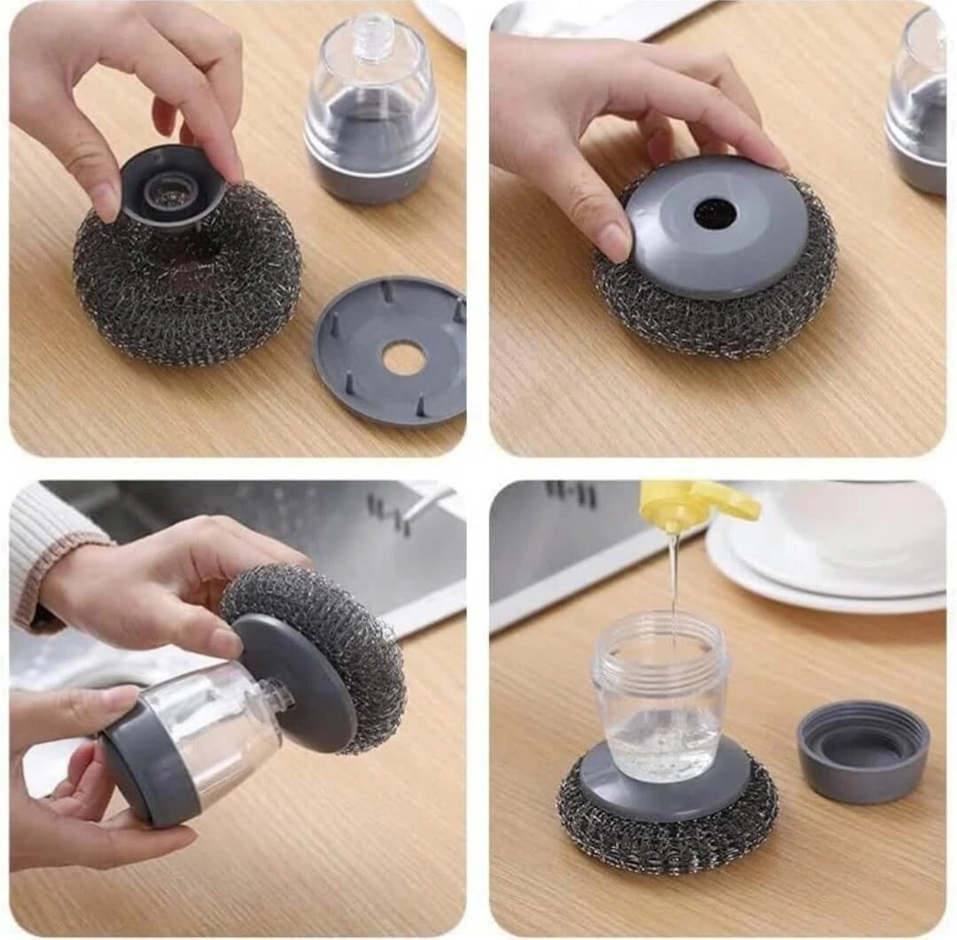 Kitchen Soap Dispensing Palm Brush – Dish Scrubber with Soap Dispenser