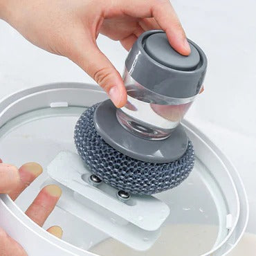 Kitchen Soap Dispensing Palm Brush – Dish Scrubber with Soap Dispenser