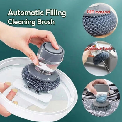 Kitchen Soap Dispensing Palm Brush – Dish Scrubber with Soap Dispenser