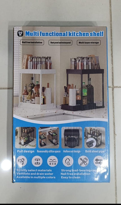 Multi-Functional Kitchen Storage Shelf – Rust-Proof Carbon Steel Organizer