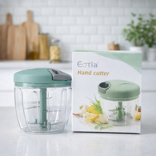 Eotia Manual Food Chopper – 3-Blade Vegetable & Herb Hand Cutter