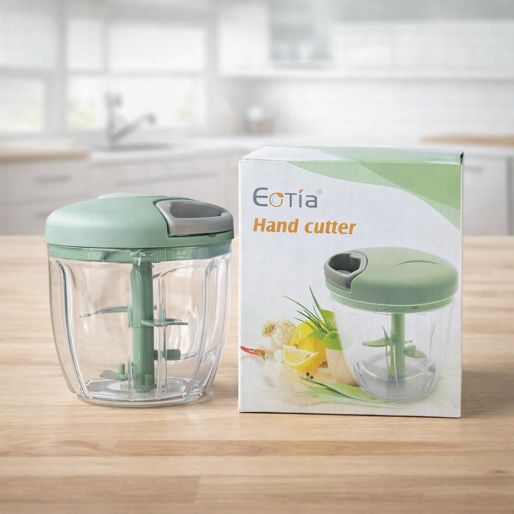 Eotia Manual Food Chopper – 3-Blade Vegetable & Herb Hand Cutter
