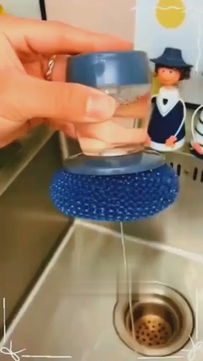 Kitchen Soap Dispensing Palm Brush – Dish Scrubber with Soap Dispenser